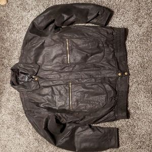 Burk's Bay NRA Lifetime Member Genuine Leather Black Bomber Jacket Men's Sz 2XL